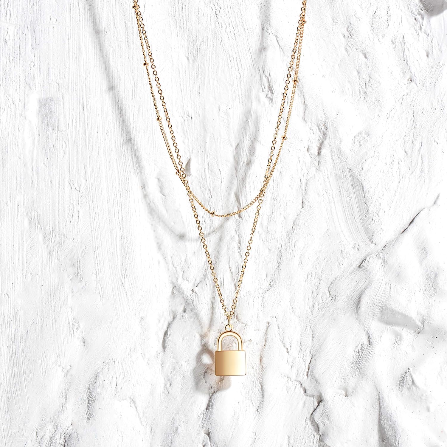 MEVECCO Layered Heart Necklace Pendant Handmade 18k Gold Plated Dainty Gold Choker Arrow Bar Layering Long Necklace for Women - Image 7