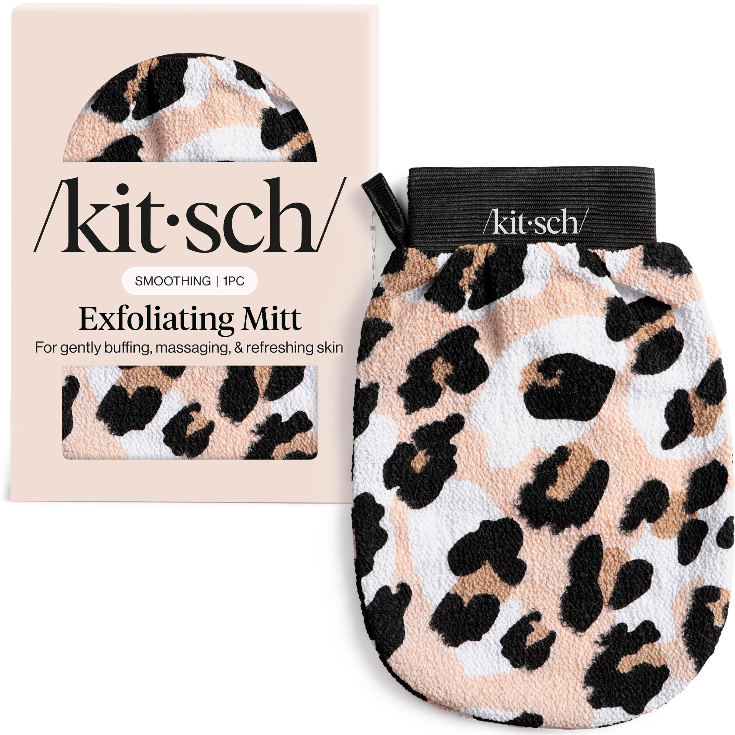 Kitsch Exfoliating Glove – Exfoliating Mitt - 1pc Leopard