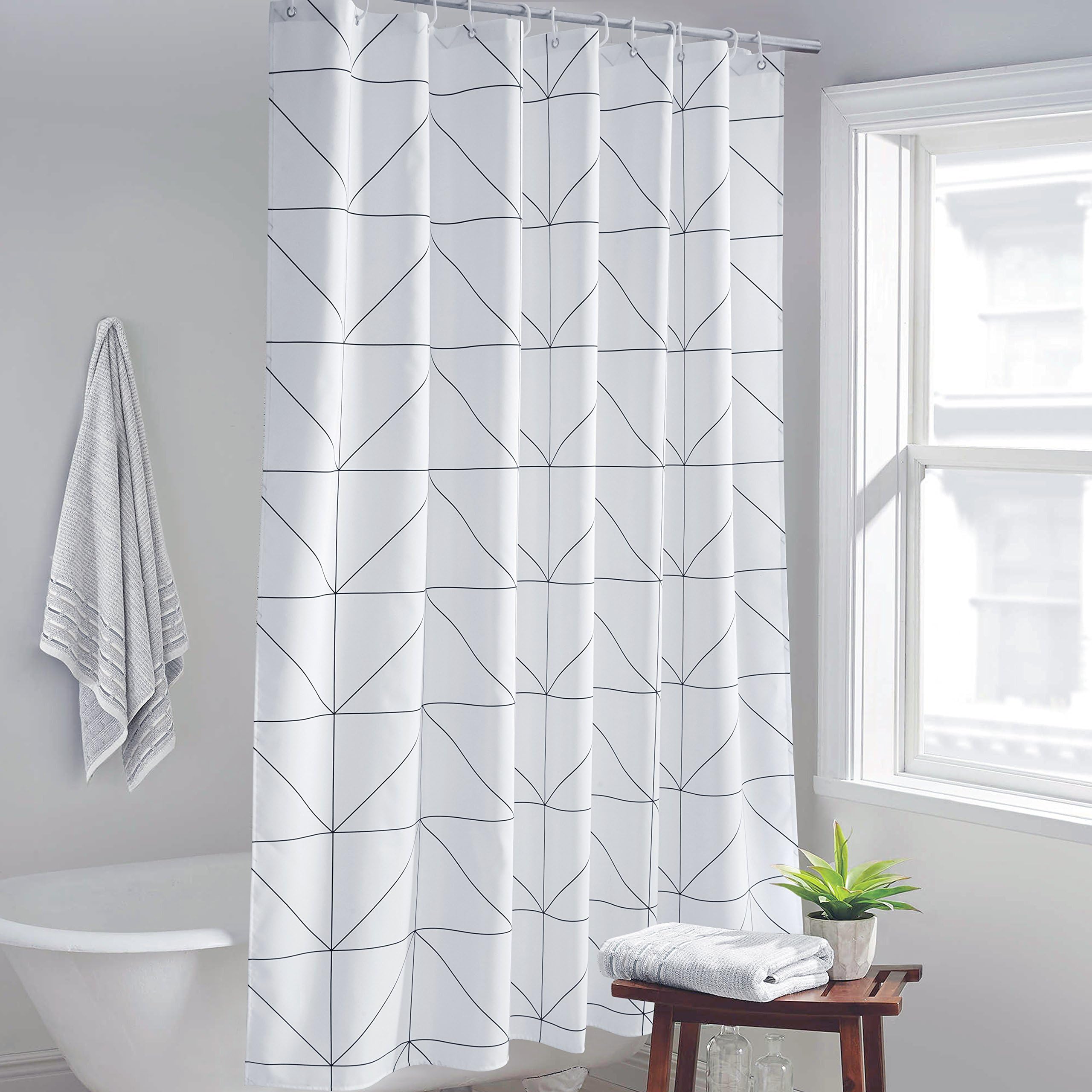 UfelicityStall Size Shower Curtain Polyester Durable, Heavy Bath Curtain Elegant Drape and Waterproof Bathroom Curtain Easy Clean with Rings for Any Decor, 48 Inch by 72 Inch