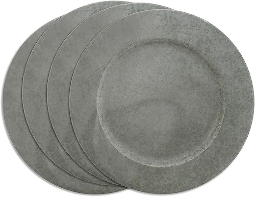 Miniatura 2 de SARO LIFESTYLE CH372.S13R Sousplat Collection - Placa de carga de metal envejecida con acabado galvanizado, plateado, 13 pulgadas