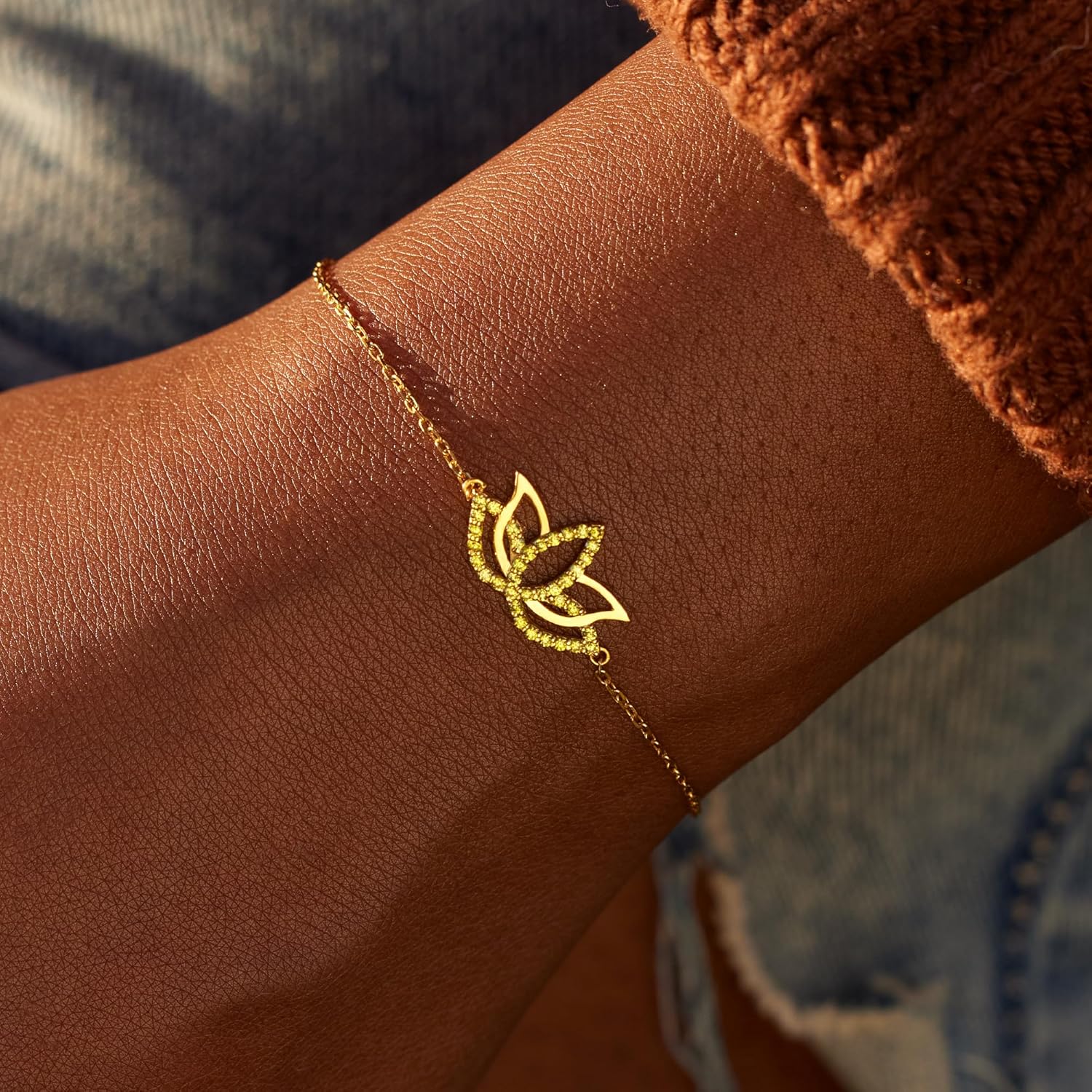 STORYJEWELLERY Lotus Bracelet, 18K Gold Plated Charm Bracelets for Women, Dainty Lotus Flower Jewelry, New Beginnings Gifts for Women - Image 6