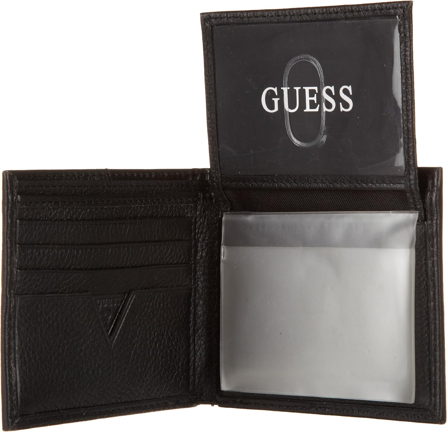 guess men's leather slim bifold wallet