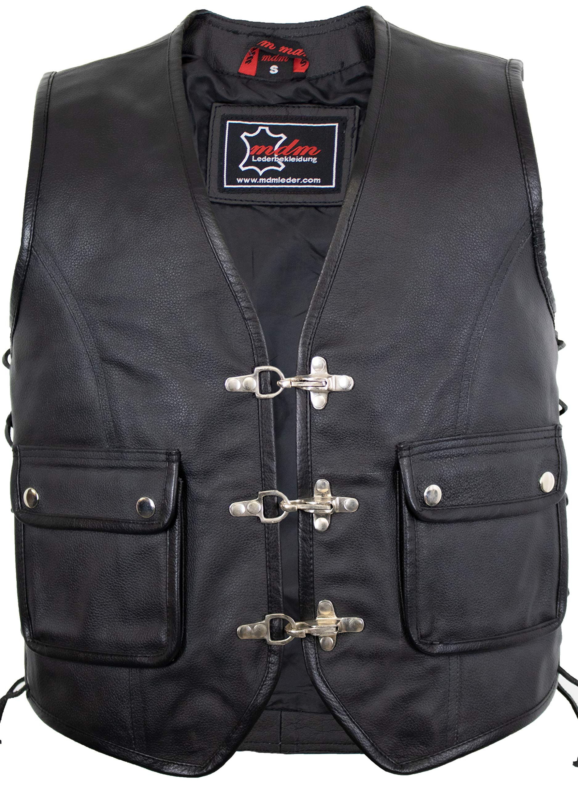gilet in pelle, tasche applicate (S)