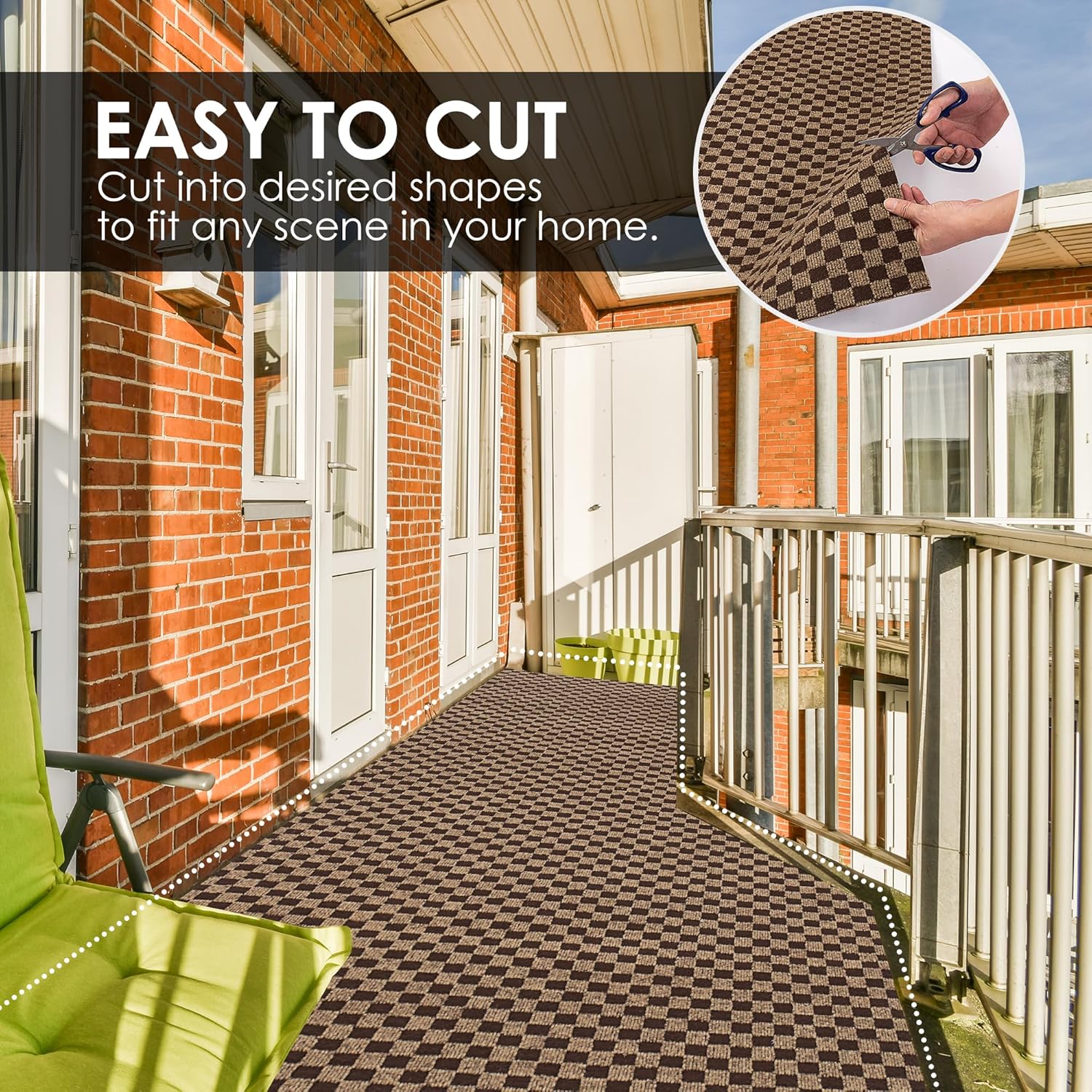 koloko 4ft x 12ft Runner Rug Non-Slip Outdoor Indoor Carpet Runner Custom Size Floor Runners Area Rugs Mat with Rubber Backing for Hallway Entryway Balcony Patio Kitchen Garage Stair Laundry