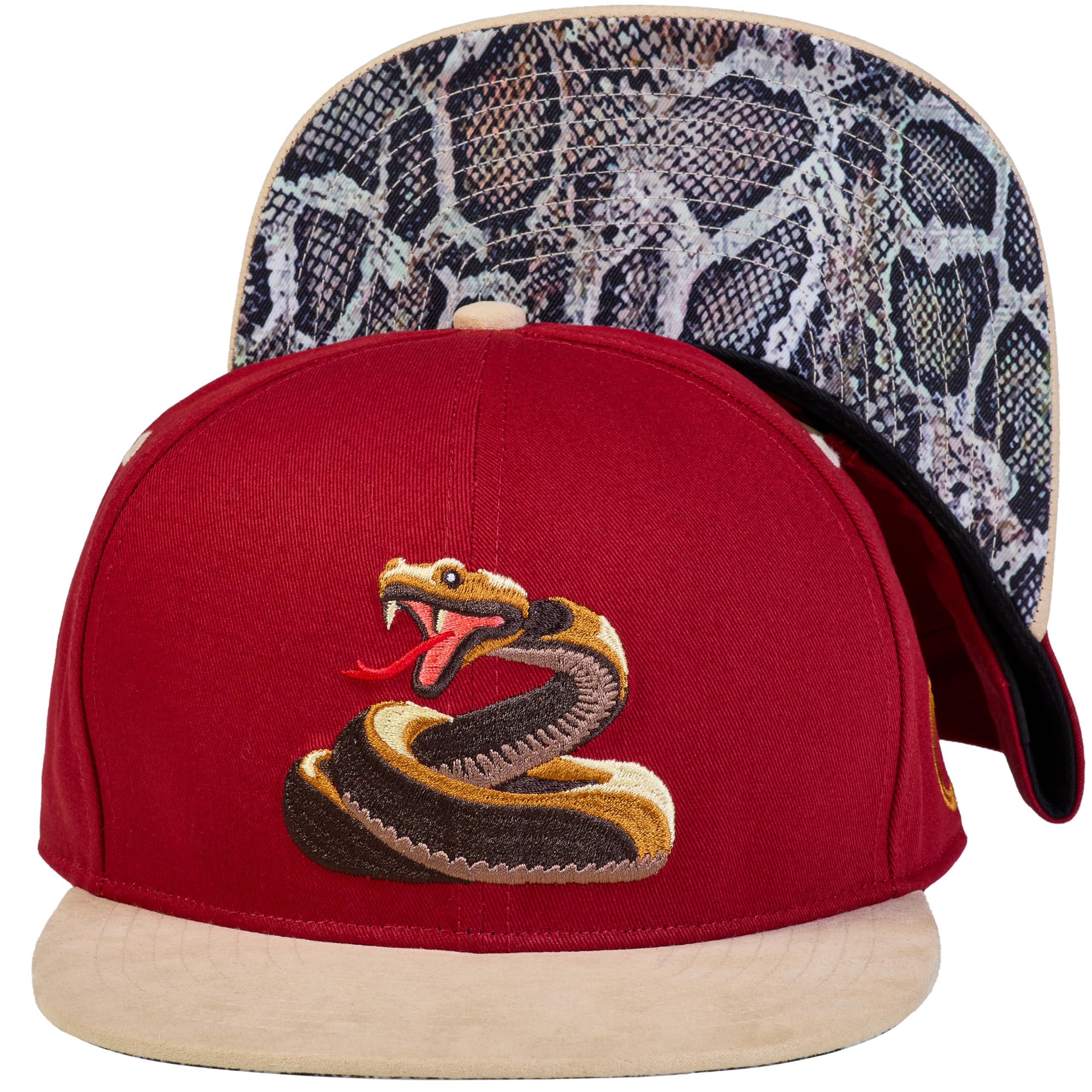 Cadency Gorra de béisbol para Hombre, Gorra de béisbol de Serpiente, Visera Recta, 100% algodón, Duradera, Mujer, Unisex, Color Rojo óxido, tamaño Ajustable