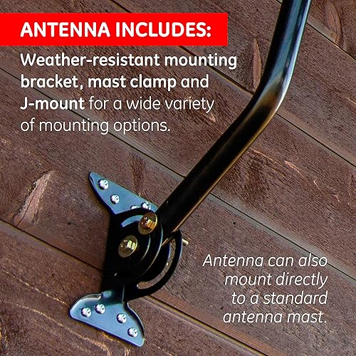 Miniatura 8 de GE Antena de TV digital HD para exteriores, antena OTA HDTV de largo alcance, diseño estilo Yagi, compatible con 4K 1080P HD Smart TV VHF UHF,