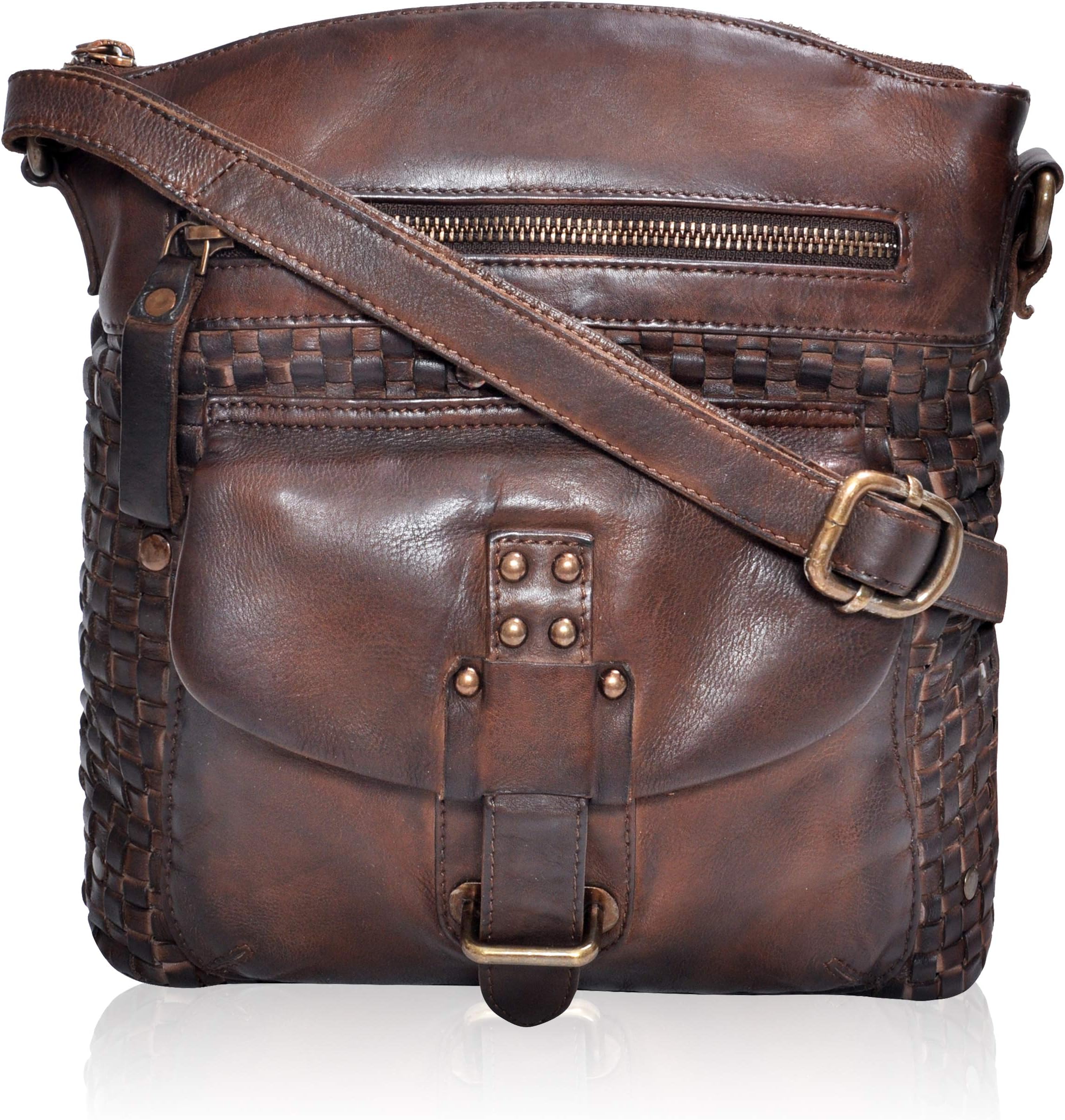 ESTALONCrossbody Bags for Women-Vintage Leather Multi Pocket Shoulder Sling Womens Purses and Handbags