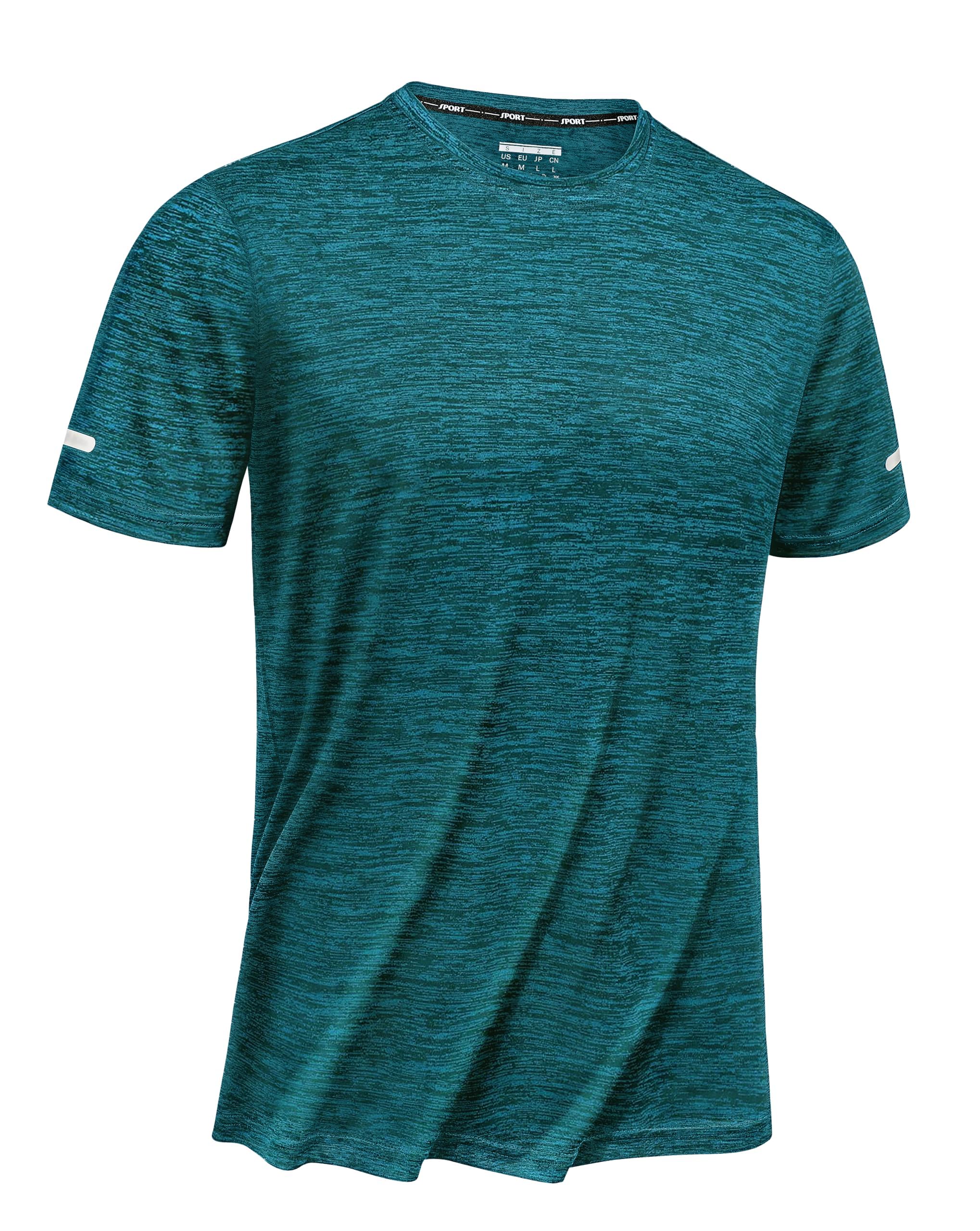 TACVASEN Uomo Maglietta Running Asciugatura Rapida Sport T-Shirts con Strisce Riflettenti