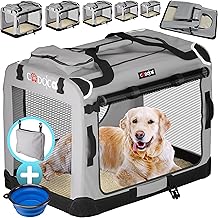 Folding Pet Carrier with Soft Mat and Bowl, Size XXXL 101 x 70 x 70 cm, Travel Bag, Dogs, Cats, Grey