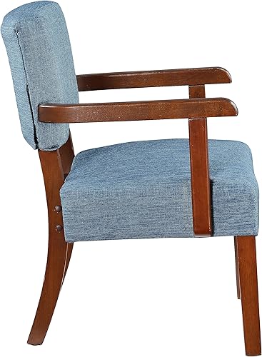 Miniatura 12 de HMFULE Juego de 2 sillas decorativas de mediados de siglo de 24.25 pulgadas con mesa redonda de madera, silla moderna de tela para sala de estar,