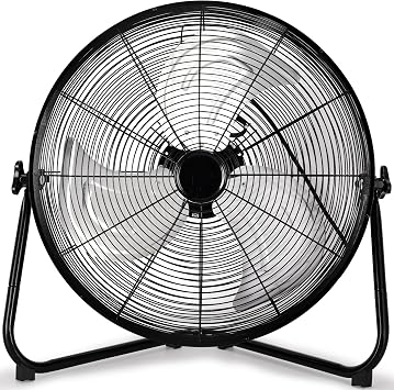 Uthfy 20 Inch High Velocity Heavy Duty Fan, Metal Industrial Floor Fan with Wall-Mounting System, 3 Speed Garage Cooling Fans with 360 Adjustbale Tilting for Warehouse,Workshop and Factory, Black