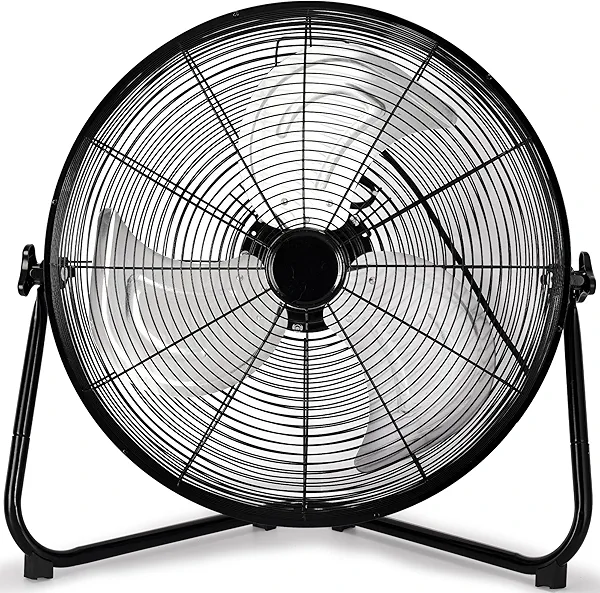 Uthfy 20 Inch High Velocity Heavy Duty Fan, Metal Industrial Floor Fan with 3 Speeds, 360° Adjustbale Tilting for Warehouse,Workshop, Factory and Basement, Black