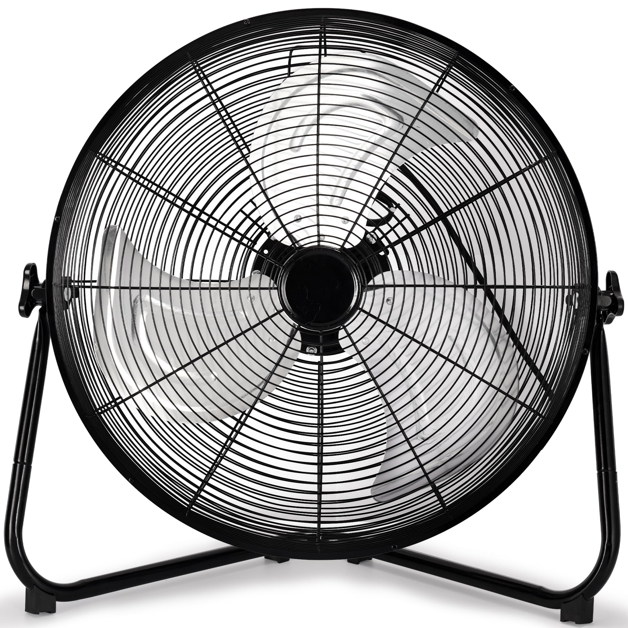 Uthfy 20 Inch High Velocity Heavy Duty Fan, Metal Industrial Floor Fan with 3 Speeds, 360° Adjustbale Tilting for Warehouse,Workshop, Factory and Basement, Black
