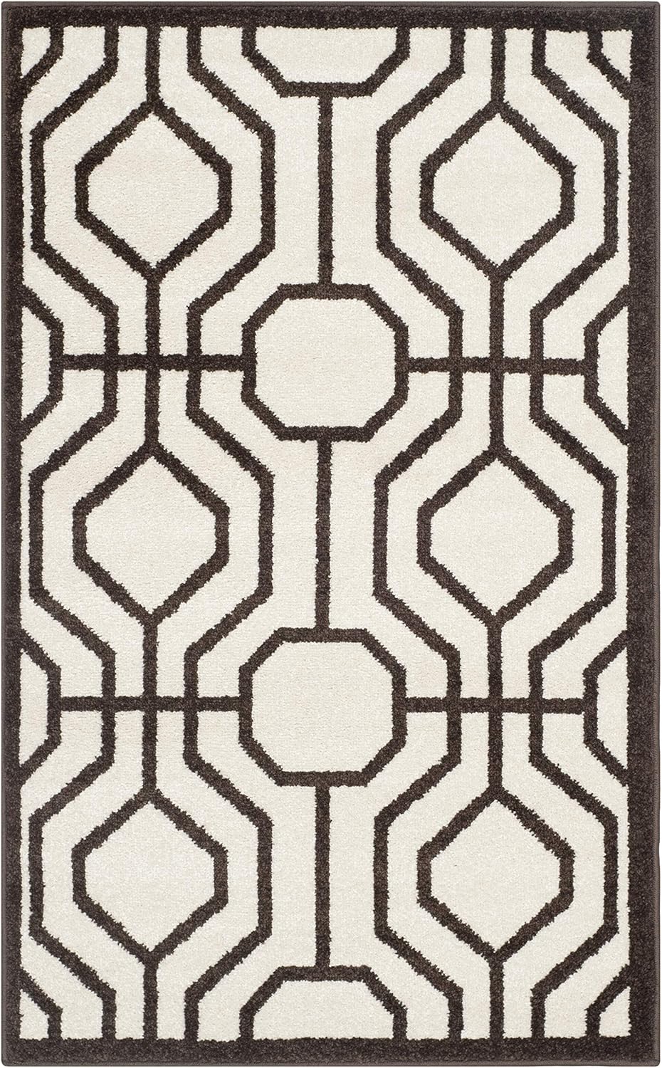 SAFAVIEH Amherst Collection Accent Rug - 2'6" x 4', Ivory & Navy, Geometric Design, Non-Shedding & Easy Care, Ideal for High Traffic Areas in Entryway, Living Room, Bedroom (AMT416M)