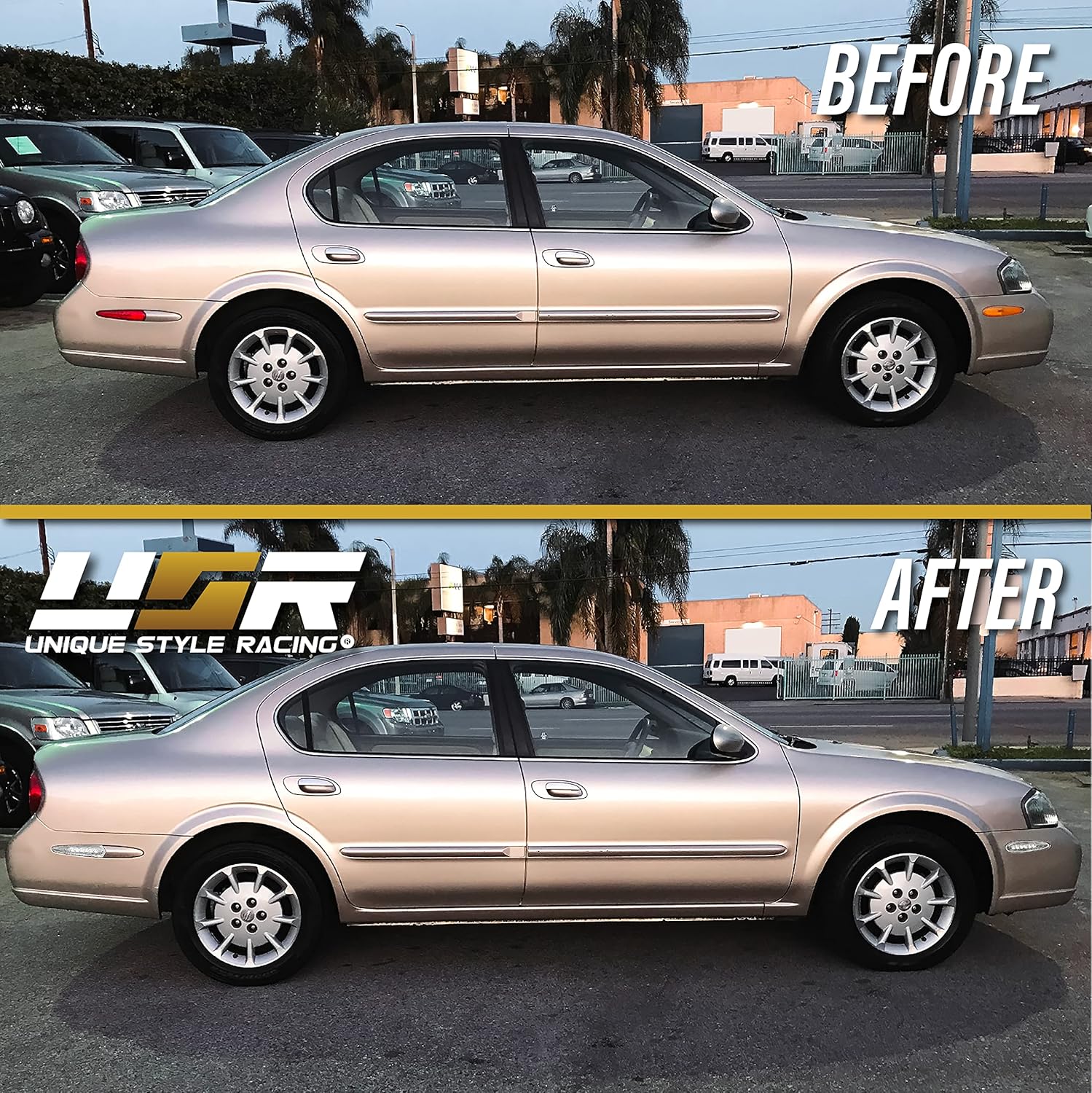 USR DEPO 00-03 Maxima Side Marker Lights - Front + Rear White LED Bumper Sidemarkers Lamps (Left + Right) Compatible with 2000-2003 Nissan Maxima (Clear Lens, Plug and Play 4 Pieces Set)