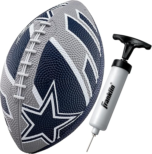 Vista 99 de Franklin Sports NFL Team Footballs - Rubber Youth Mini Balls for All Teams - Kids 8.5" Football + Air Pump Sets - Official NFL Licensed