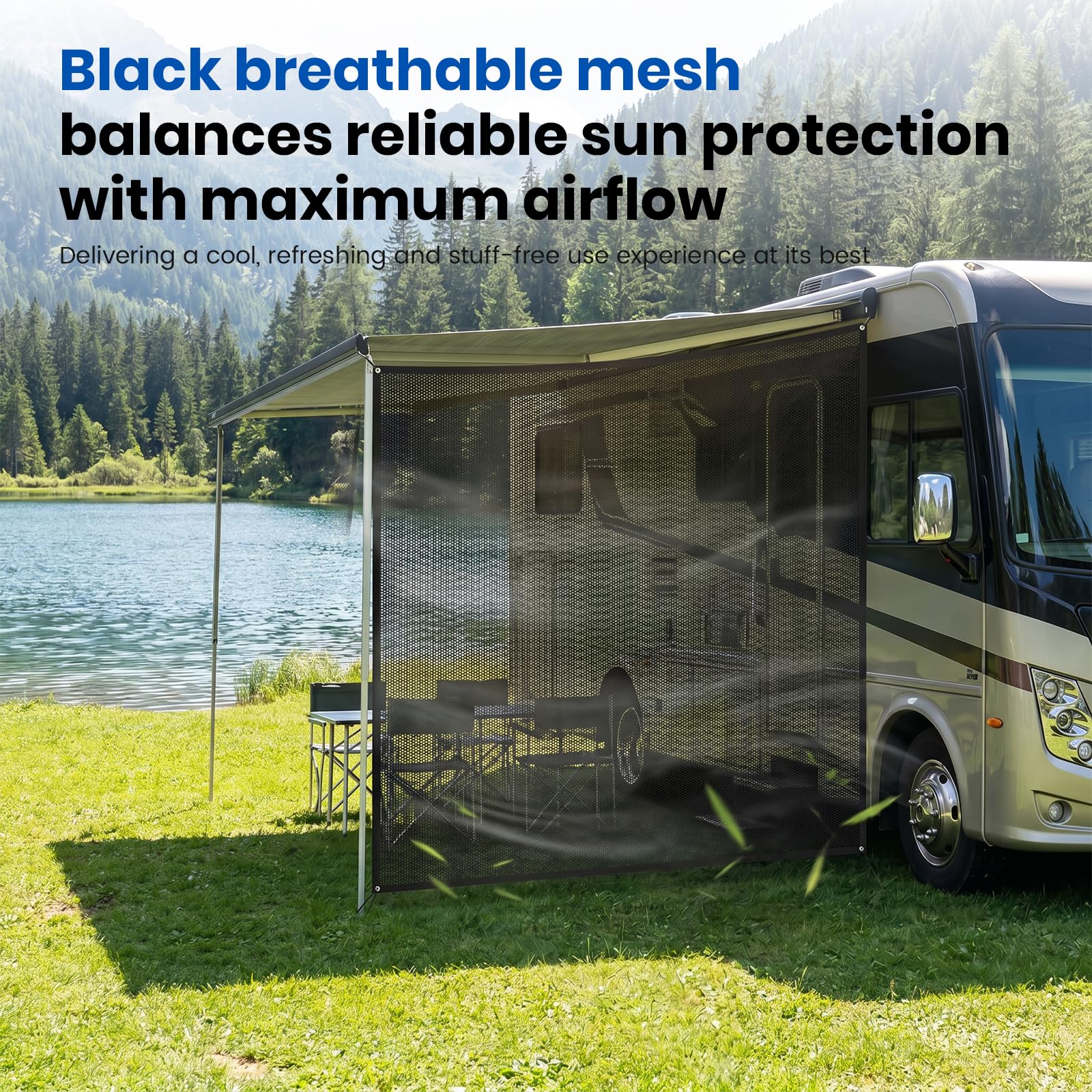 Panel Lateral Toldo Camping 246x215cm – Pantalla Privacidad UV | Pantalla lateral para toldo caravana,Impermeable y anti-UV,protege del sol, viento y miradas, Fácil montaje con accesorios