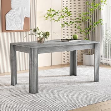 Merax Wooden Dining Table Rectangular Dining Room Tables Modern Kitchen Table for Living Room and Dining Room 116 L x 65 W x 75 H cm Grey