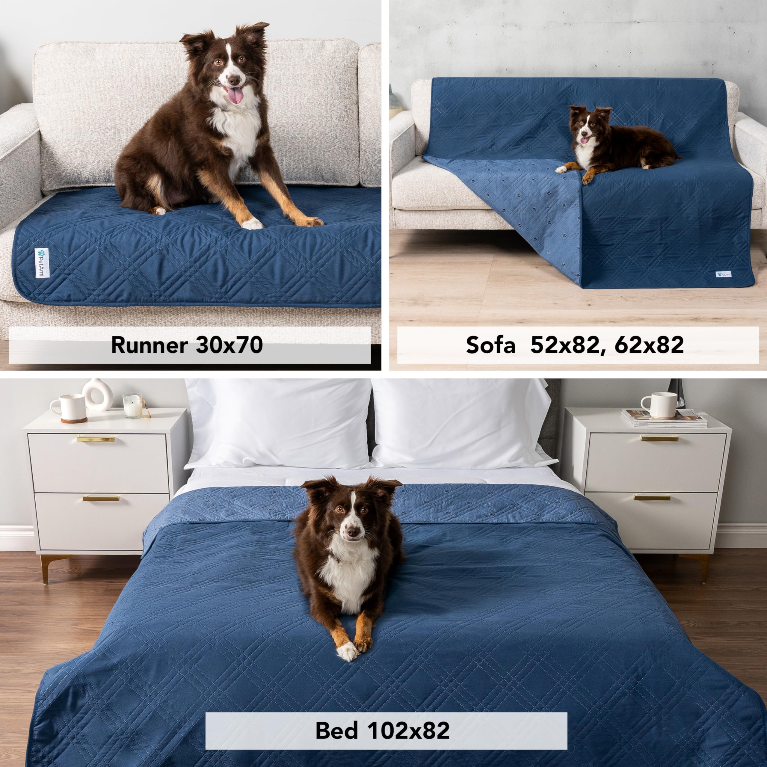 PetAmi Funda de sofá impermeable para perros, manta impermeable para mascotas, funda reversible para muebles, protector de sofá para cama de mascotas y gatos, manta lavable e impermeable para asiento