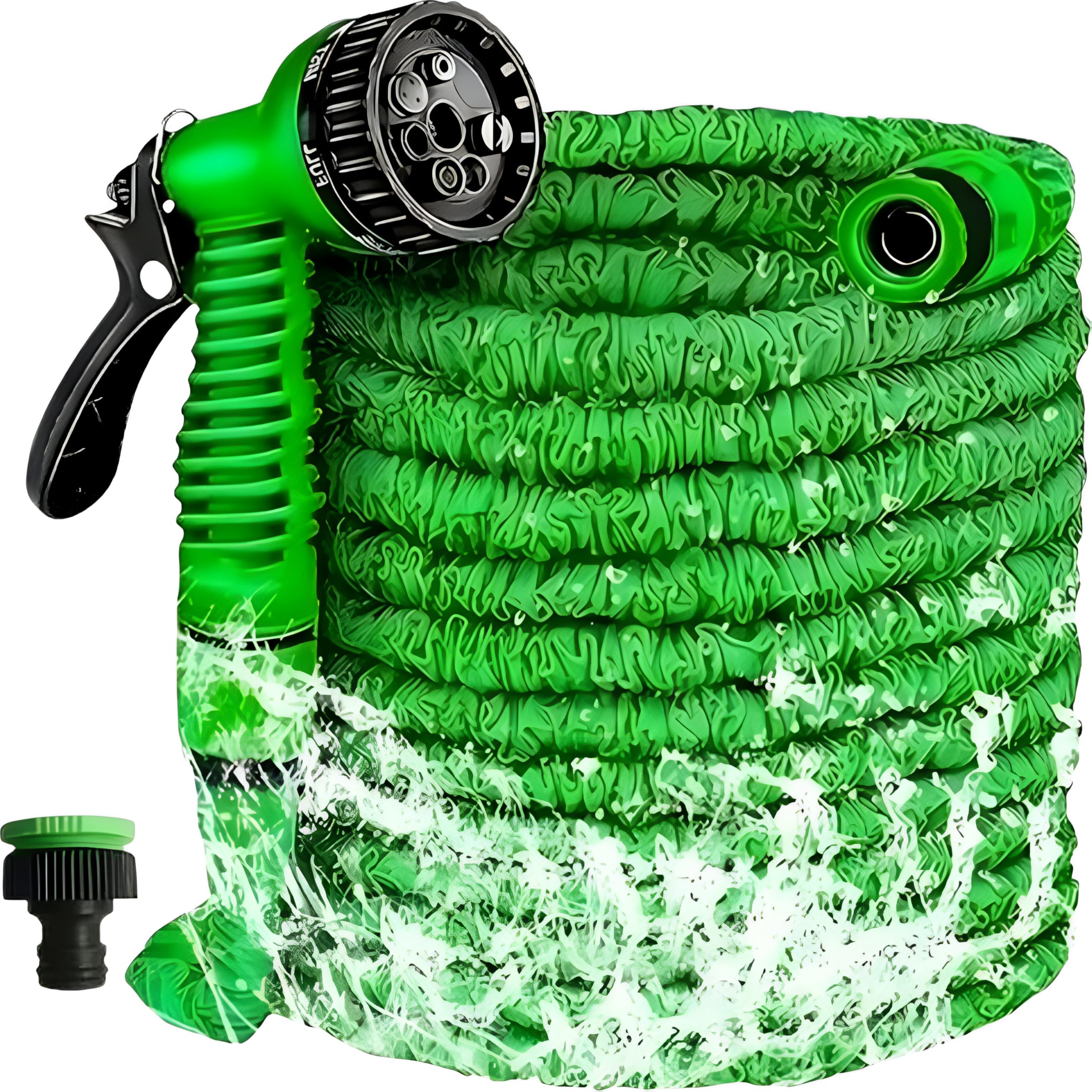 NTEK Expandable Garden Hose Pipe—Flexible Water Hose with 7 Function Spray Nozzle—Triple Layer Latex Core—Extendable Hosepipe for Gardening, Car Washing & Outdoor Cleaning (Green, 75 FEET)