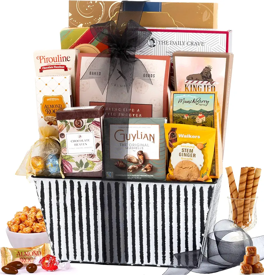 Broadway Basketeers Gift Basket Snack Gifts for Women, Men, Families, College Teacher – Delivery for Birthday, Appreciation, Thank You, Corporate, Get Well Soon Care Package