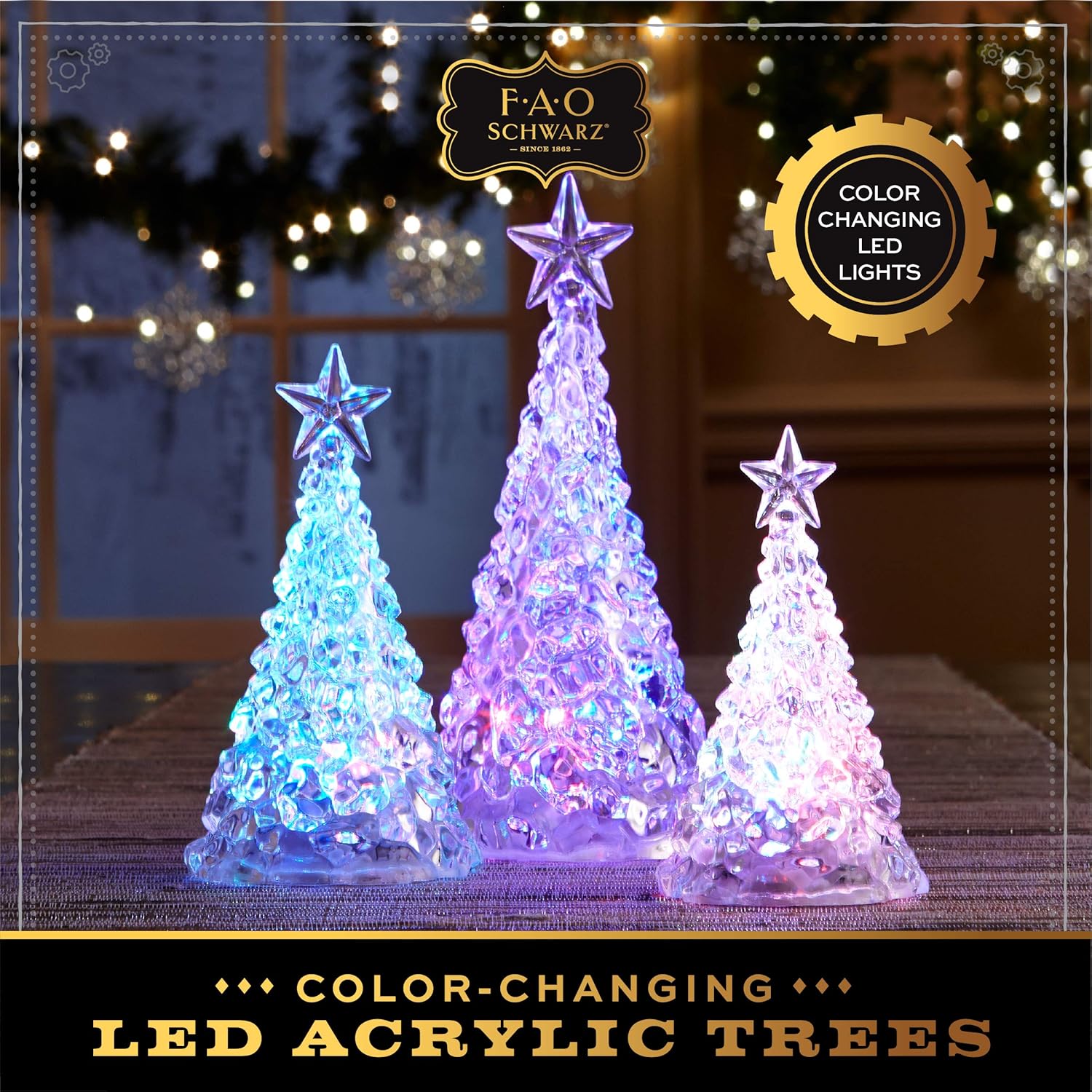 Buy Fao Schwarz Color Changing Led Acrylic Holiday Christmas Tree 3 Piece Set Battery Operated And Portable For Dining Table Centerpieces Mantle And Window Decorations Home And Office Accent Online In Maldives B077vttz2r