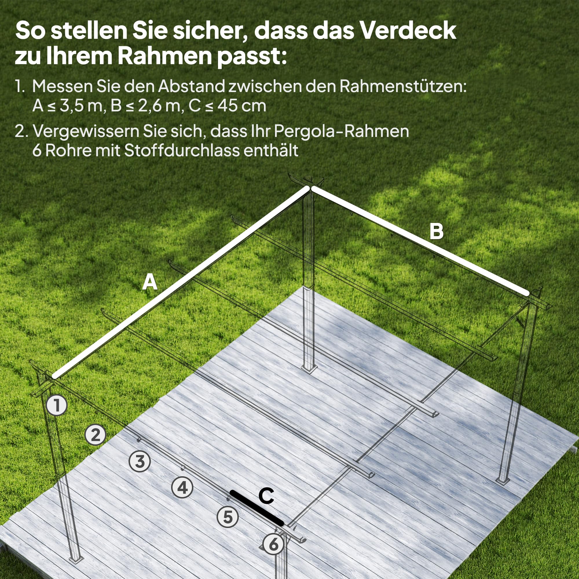 Outsunny Ersatzdach für 4 x 3 m Pergola, wasserdicht einziehbar Welle Überdachung mit Regenabflusslöchern, NUR Schattenabdeckung für Garten, Terrasse, 350 x 260 cm Hellgrau