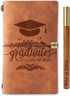 InnoBeta Class of 2026, Graduation Gifts 7.8"x5" Embossed Refillable Notebook with Pen, Perfect Graduation Gifts for Him & Her