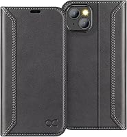 Vista 17 de OCASE Funda tipo cartera compatible con iPhone 13, de piel sintética con tapa tipo folio, con tarjetero, bloqueo RFID, soporte