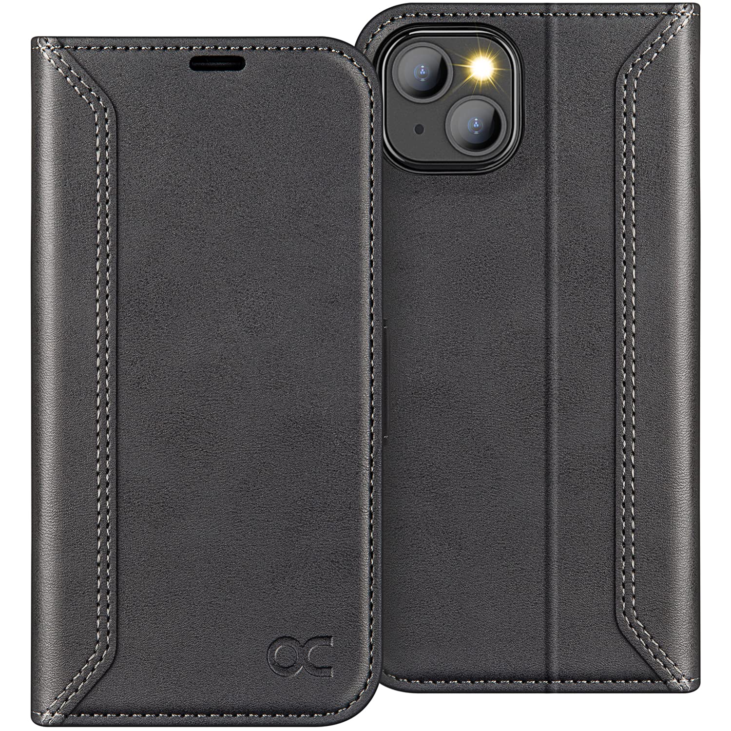 OCASE Retro Series Compatible with iPhone 14 Wallet Case with Card Holders [RFID Blocking][TPU Inner Shell ][Kickstand] PU Leather Flip Folio Shockproof Phone Cover 6.1 inch(Black)