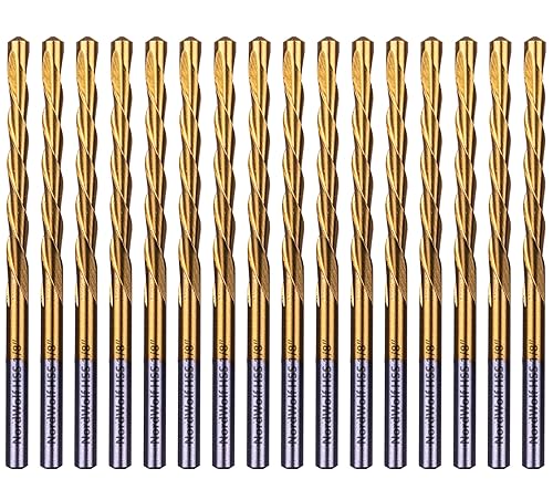 NordWolf Juego de brocas de corte HSS de 16 piezas, con revestimiento de nitruro de titanio de 18 pulgadas con punta guía para herramientas de corte