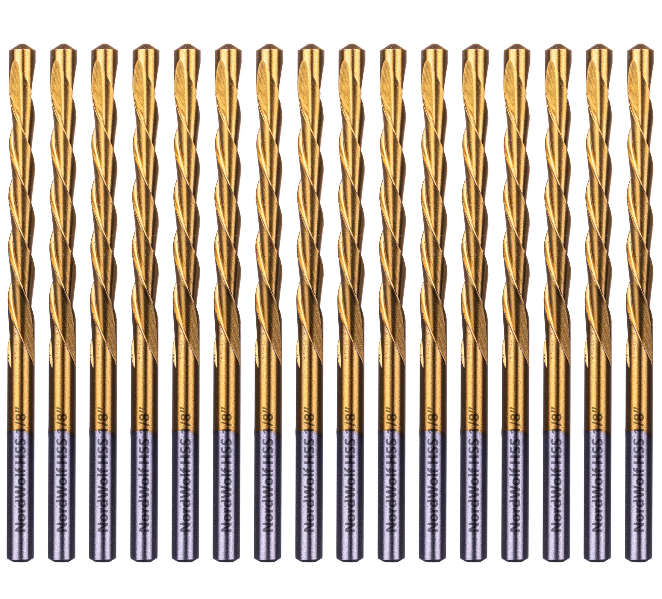NordWolf 16-Piece HSS Titanium Nitride Drywall Cut Out Bit Set, 1/8" Cutting Bits with Guide Tip in Storage Case for Cut-Out Tools & Spiral Saw