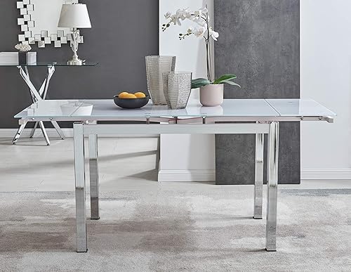 Miniatura 4 de Furniturebox UK Mesa de comedor extensible de cristal blanco Enna y 6 sillas Milan grises 6 Sillas grises,6 Sillas Capuchino,6 Sillas Mostaza,6