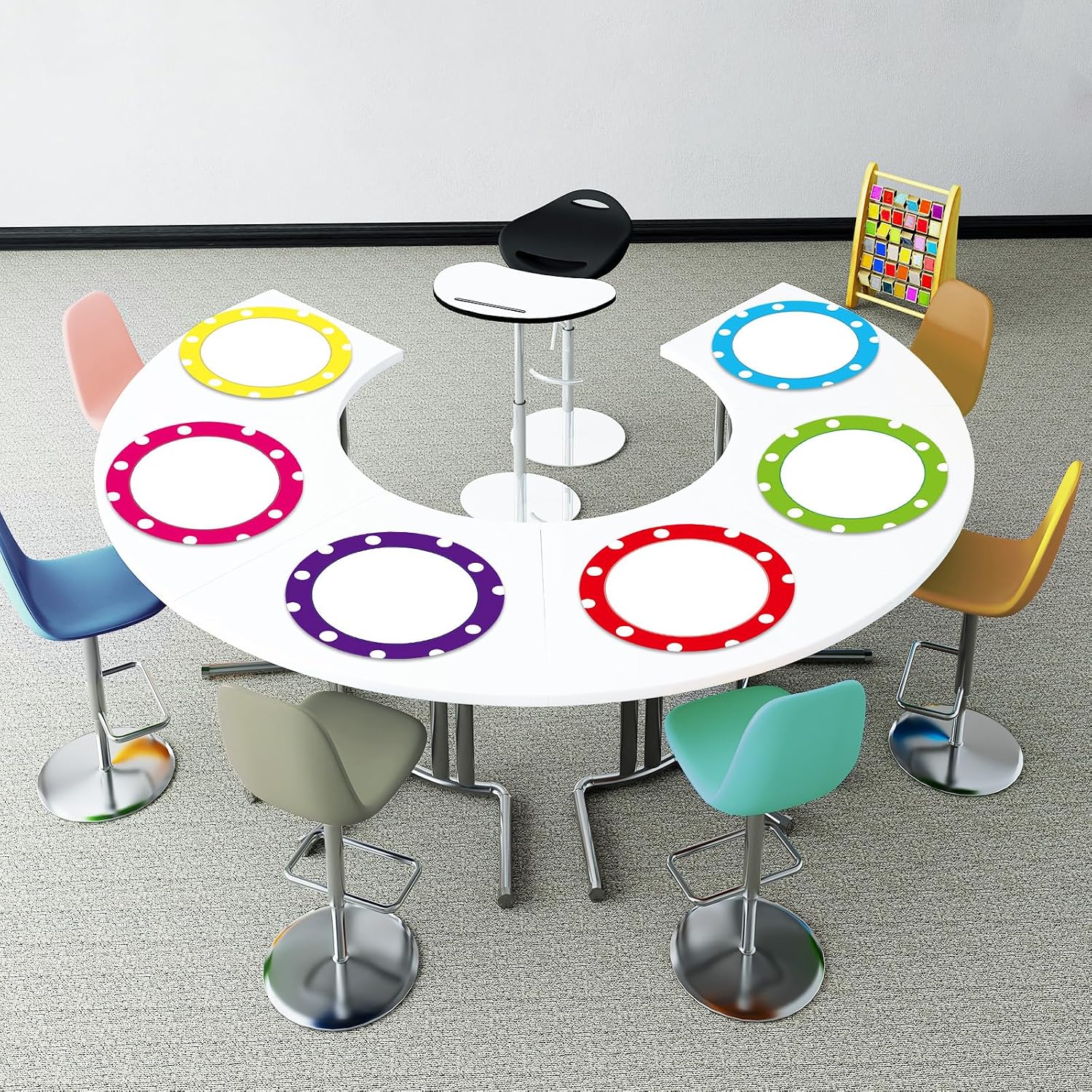24 Pack Large Dry Erase Spots for Classroom Multicolor Circle Peel and Stick Vinyl Sticker Whiteboard Marker Removable Circle Colorful Desk Spots School Supplies Wall Decals for School Teachers