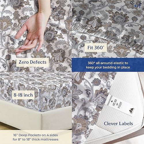 Miniatura 127 de Mayfair Linen Juego de sábanas de percal de 100 % algodón orgánico, suaves y frescas, con bolsillo profundo de 16 pulgadas, tamaño individual