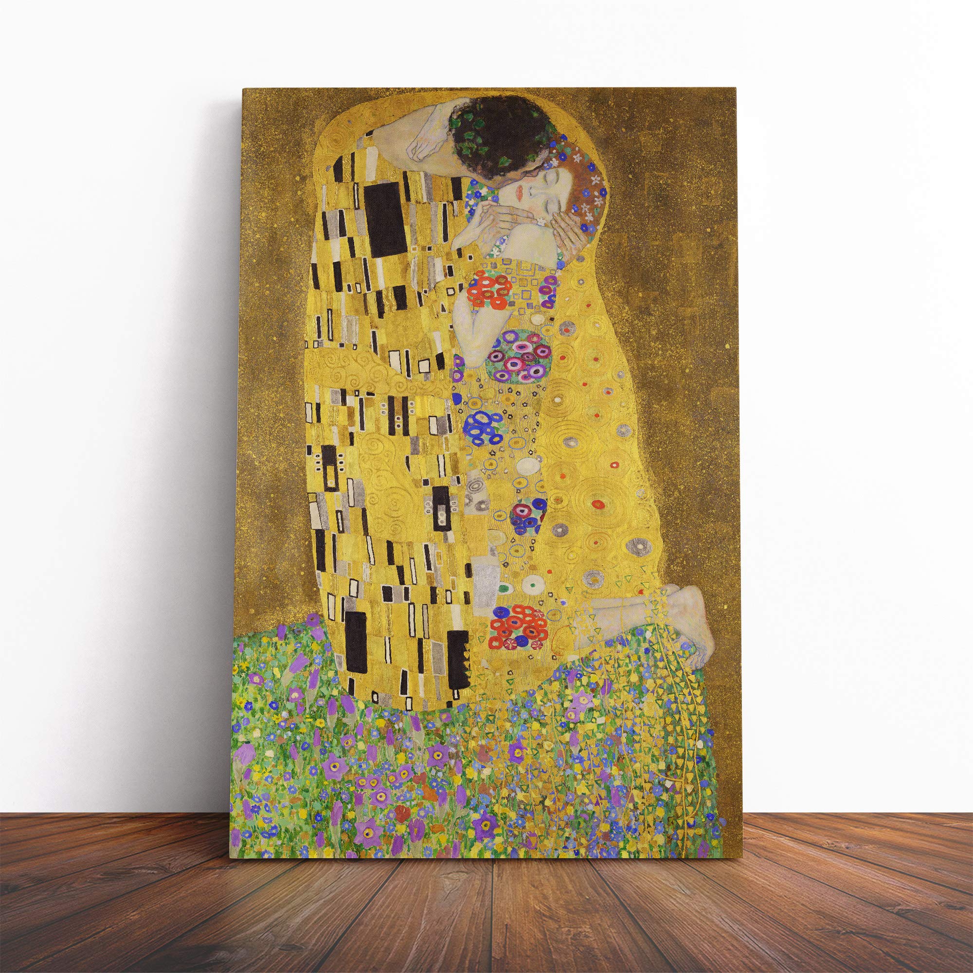 Gustav Klimt The Kiss No.3 Canvas Print | Gallery Wrapped 30mm Frame Wall Art | 30x20 inches | Ready to Hang | Modern Picture | Living Room Bedroom Lounge Office