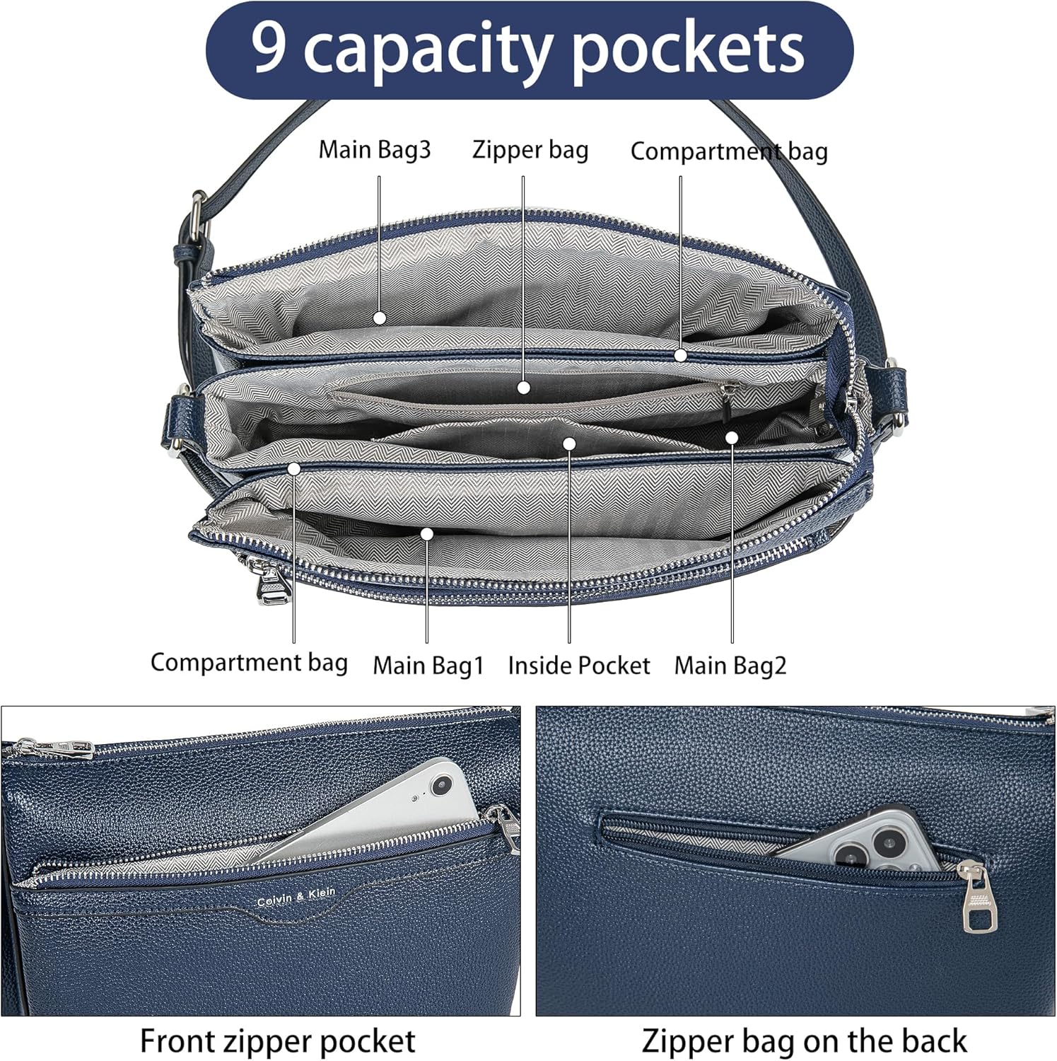 Women's Crossbody Hand Bags Leather, Designer Crossbody Bags For Women,Leather Crossbody Purses For Women - Image 4