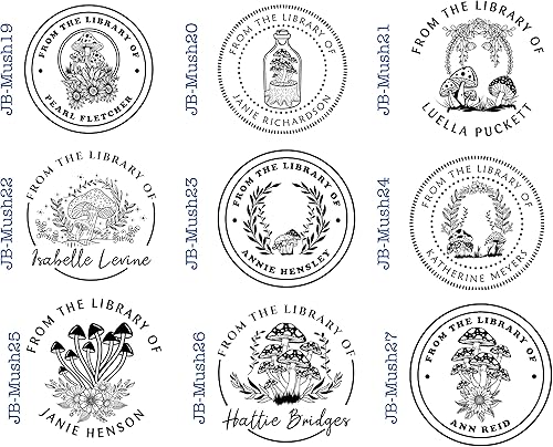 Miniatura 6 de De La Biblioteca de  Ex Libris  Sello de libro de hongos florales  Este libro pertenece al sello de biblioteca personalizado  Sello de biblioteca