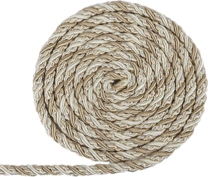 BEL AVENIR Twisted Cord, 0.27 inch 10Yards Cord Trim Basic Sewing Luxury Multicolor Handmade Crafts Nylon Cord for DIY, Home Decor, EmbellishmentBeige