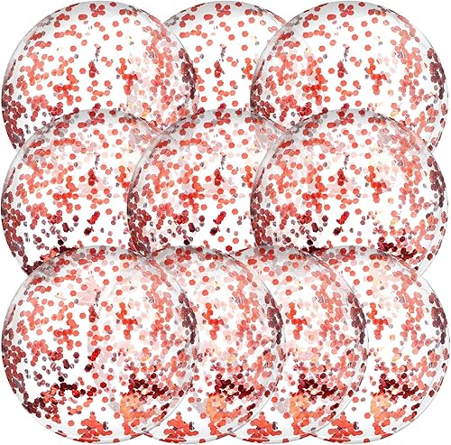 Miniatura 15 de Civaner 10 bolas inflables de playa con purpurina de 16 pulgadas, bolas de piscina grandes con confeti brillante, globos inflables transparentes, Oro