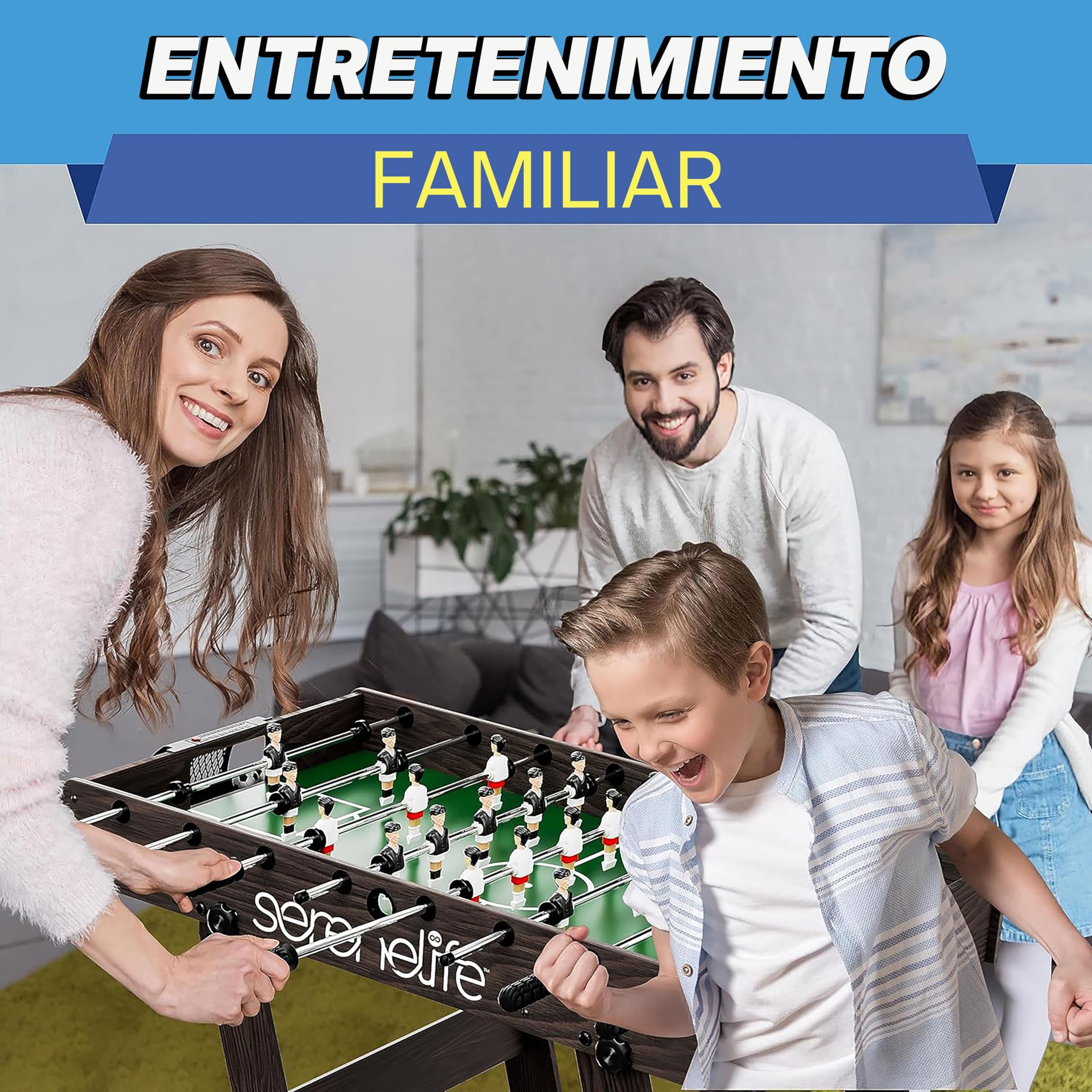 Serenelife futbolin, Tamaño competitivo de 48”, Futbol, para la casa, Sala de Juegos, Arcade