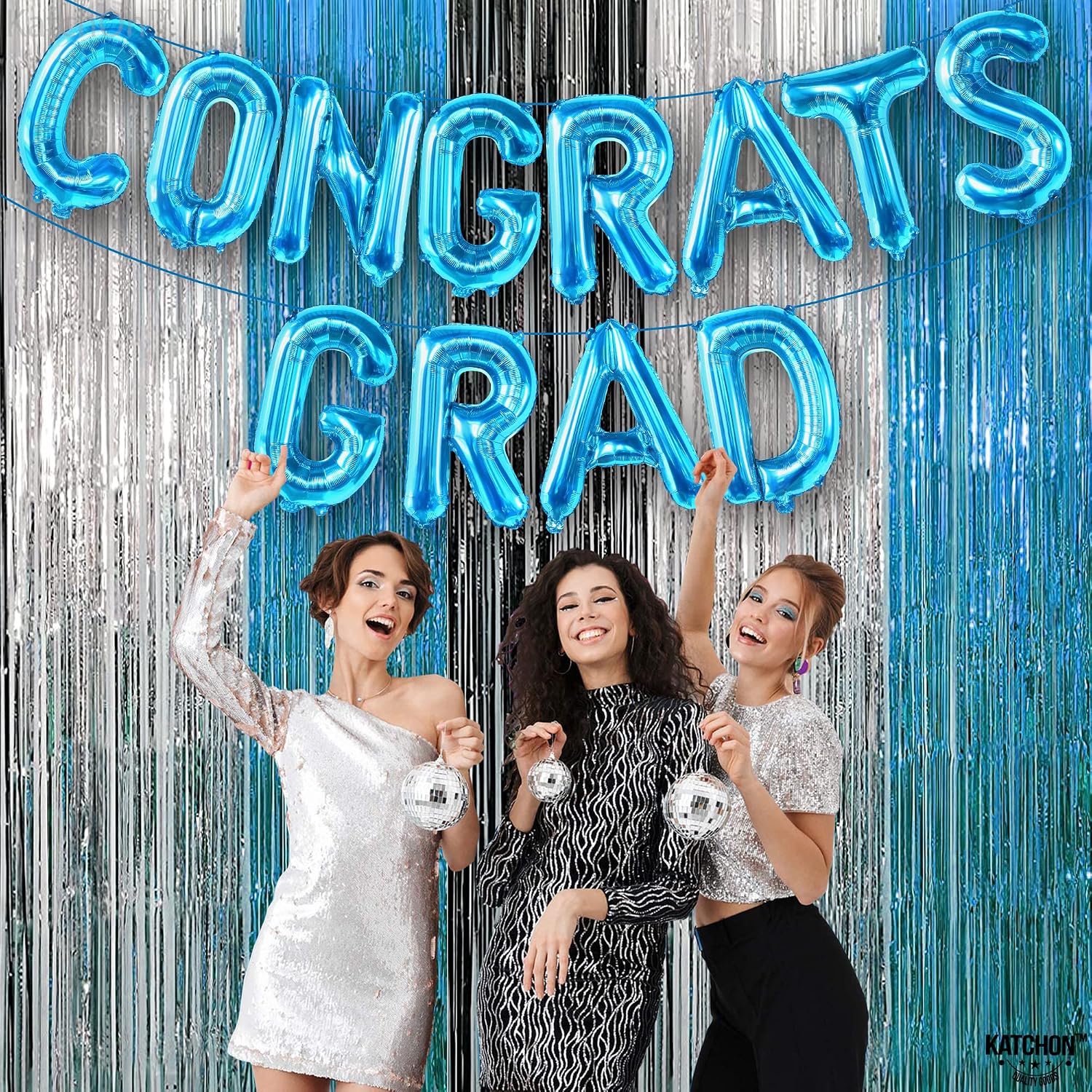 KatchOn, blue Congrats Grad Balloons - 16 Inch | Congrats Grad Banner For Graduation Decorations 2026 | Congratulations Banner For 2026 Graduation Decorations | Blue graduation balloons