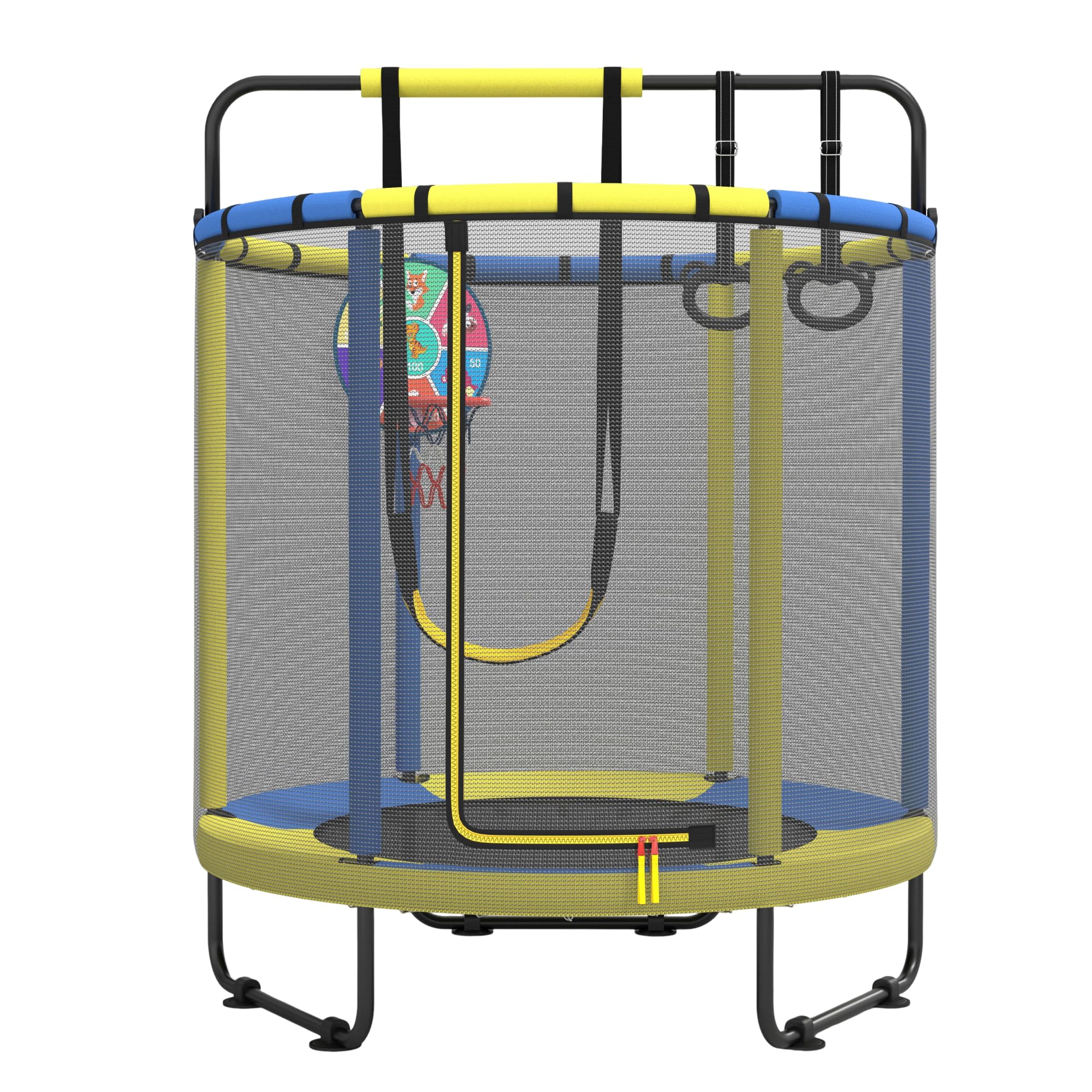 Trampoline intérieur pour enfants, avec panier de basket, balançoire, anneau de traction, convient intérieur et extérieur, cadeau anniversaire