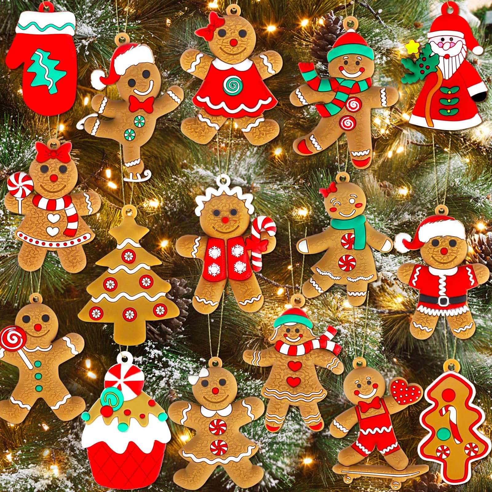 Gingerbread Christmas Ornaments - 16 Pcs -27 Gingerbread Christmas Ornaments - 16 Pcs -27