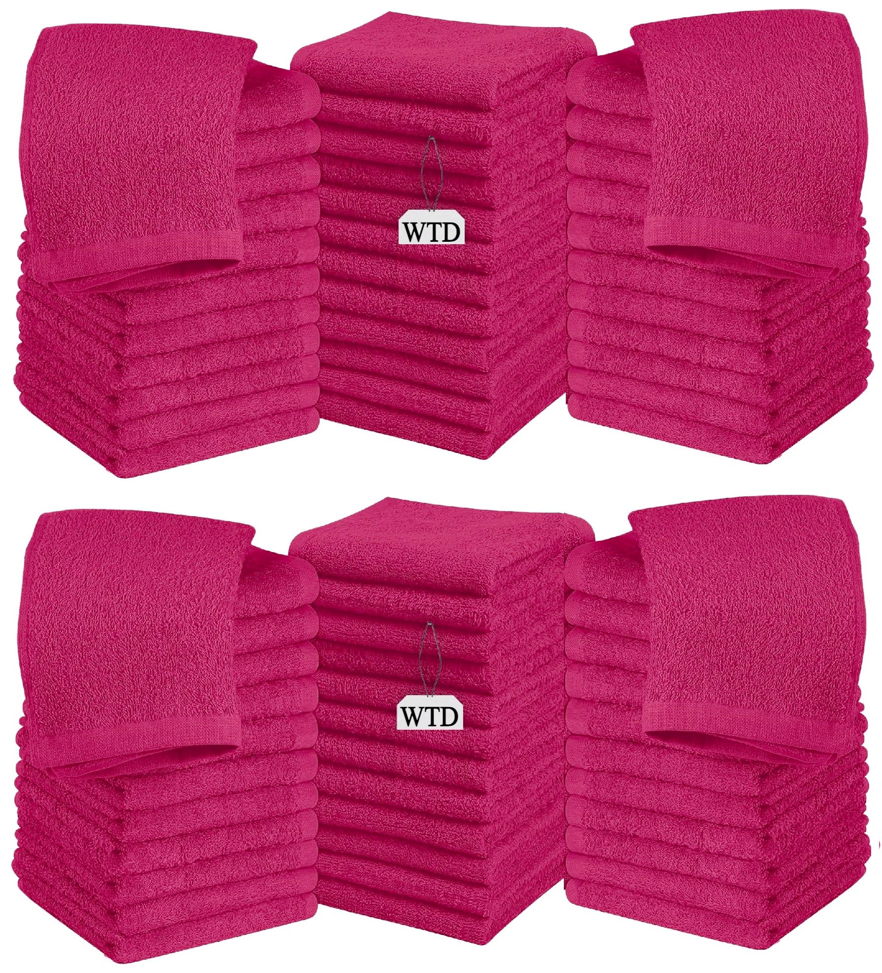 Wholesale Trade Dealz Pack of 6, 12, 24 & 48 Cotton Face Cloth Towels 500-GSM Super Soft 100% Egyptian Cotton Flannels Premium Washcloths Hotel Saloon Gym Towel Facial Cloths (24, Pink)