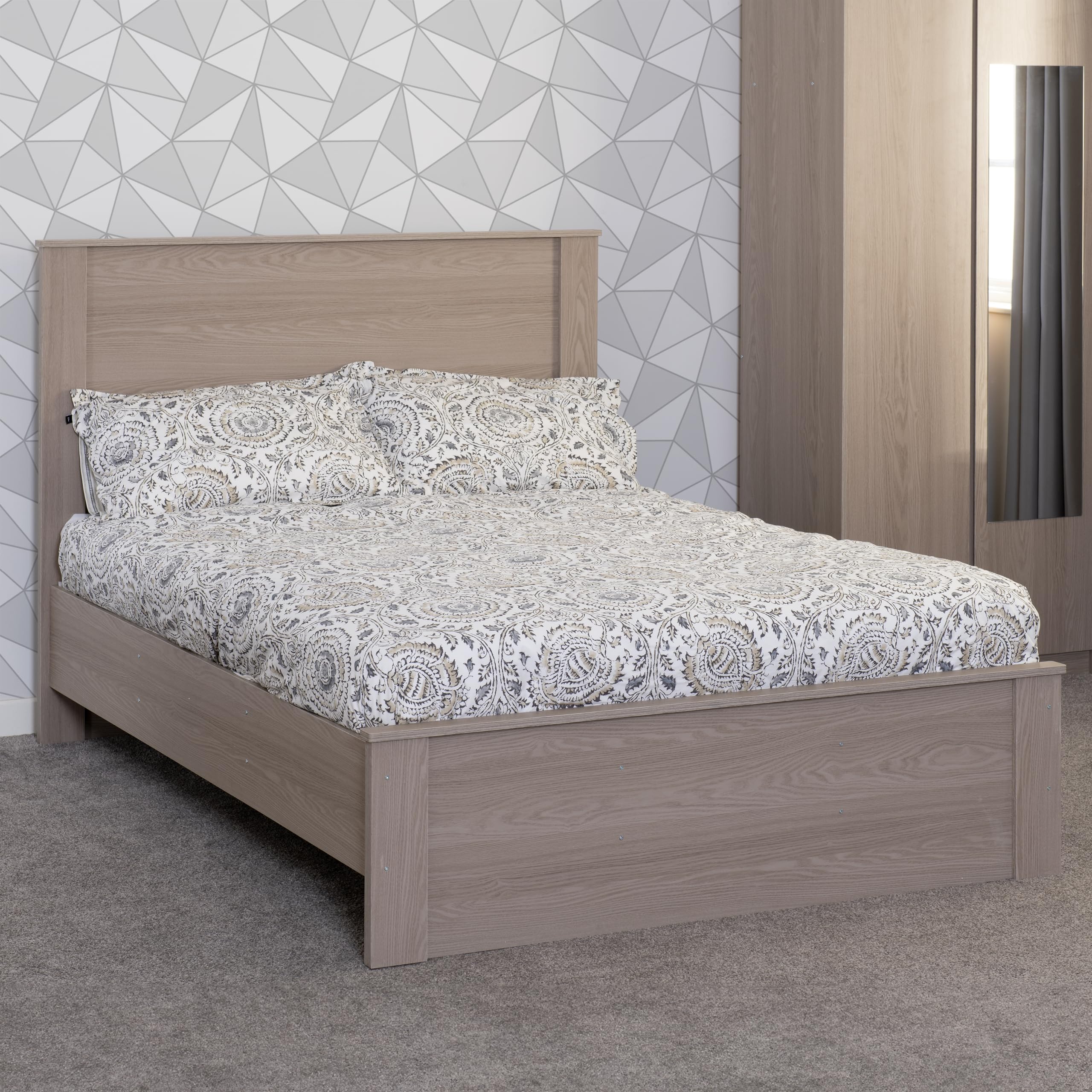 Seconique Paris Double Bed - Smoked Ash Effect - Modern & Stylish - Brown