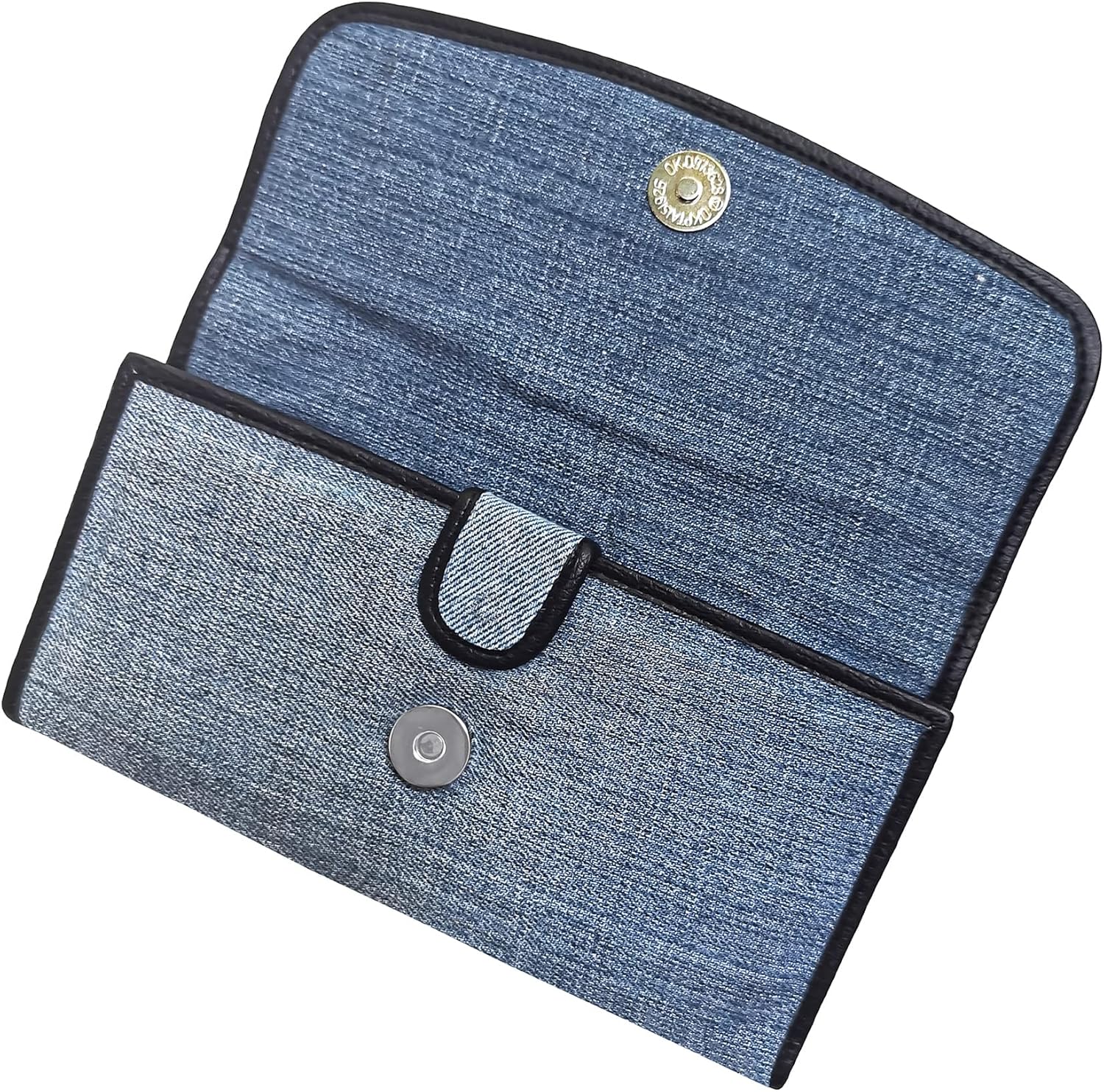 Upcycling Blue Denim Large Capacity Money Flap Roomy Long Wallet Purse for Women BMW014 - Image 3