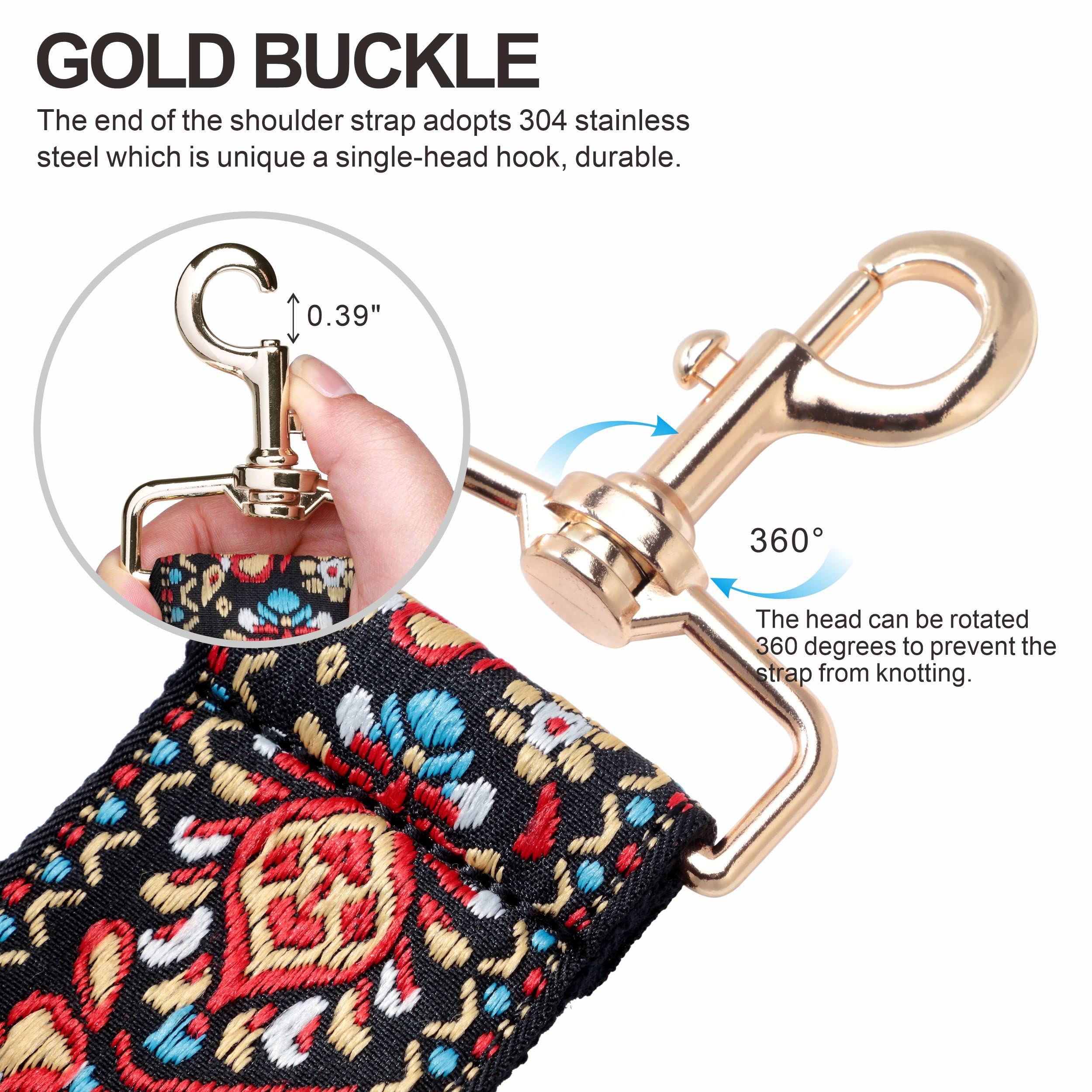 Correa de Bolso, Correa de Hombro Ancha de Repuesto Ajustable, Bolso de Lona Cruzado con Varios Patrones, Cinturones de Bolso para Bolso Unisex, Bolsos Cruzados, (Flor roja)