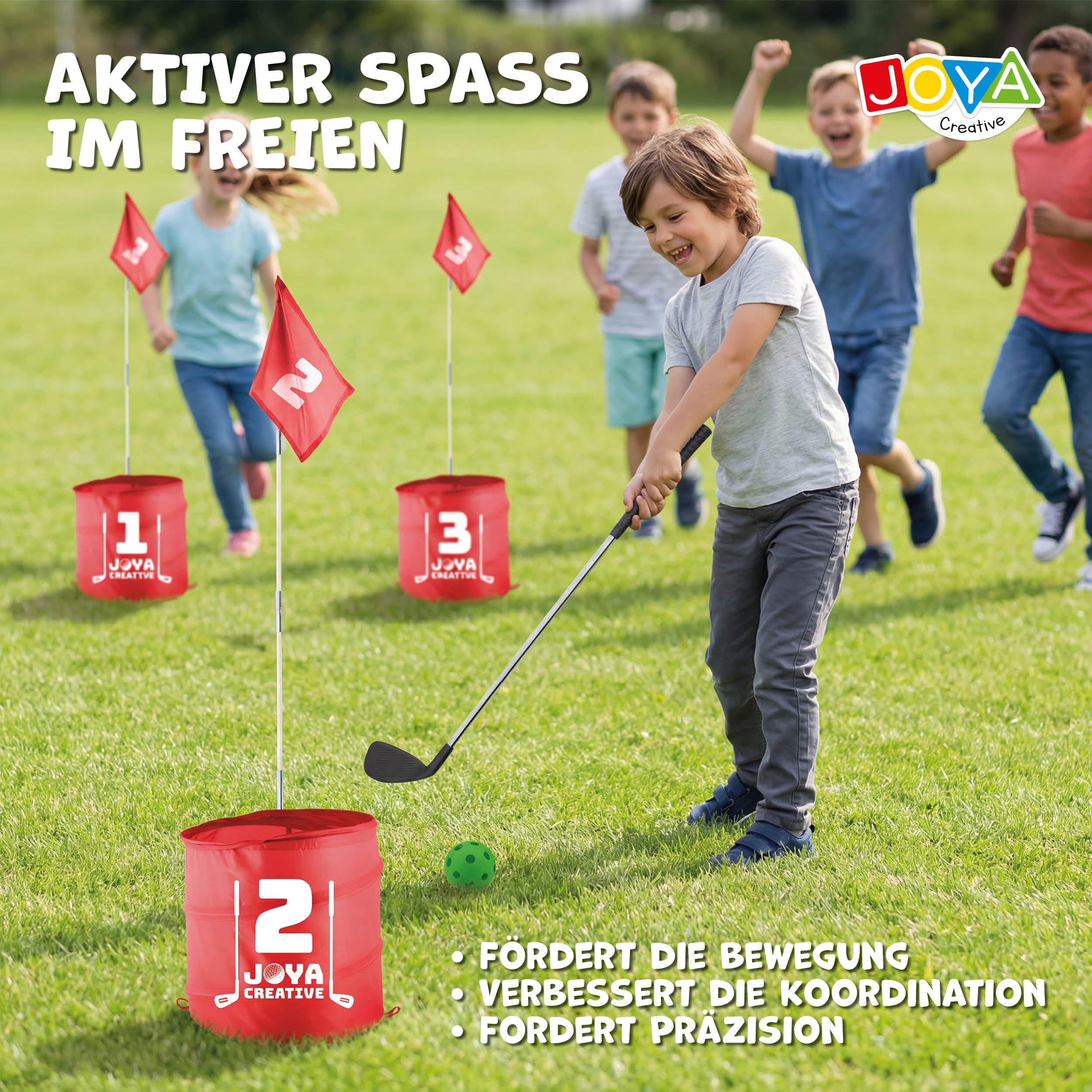 Bucket Golf 6-Loch – Outdoor-Spiel für Kinder und Erwachsene – Familienspiel – Action-Spiel – Komplettes Golfset mit Eimern, Bällen und Aufbewahrungstasche