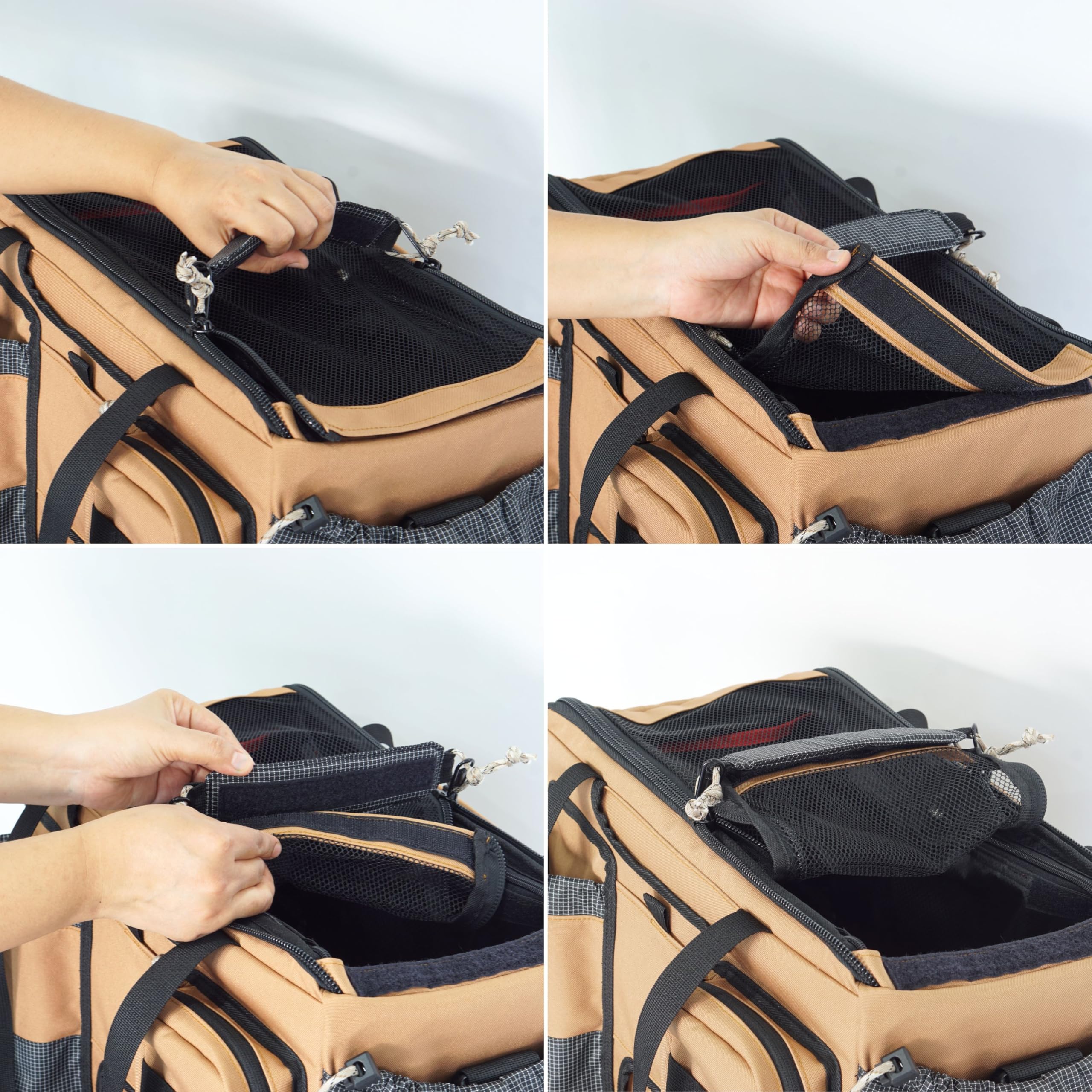 Vincita Caddy - Cesta para mascotas para bicicleta Brompton - Transportador cómodo y seguro con marco de aluminio, cubierta de malla, correa ajustable y bolsillos laterales. Compatible con el bloque